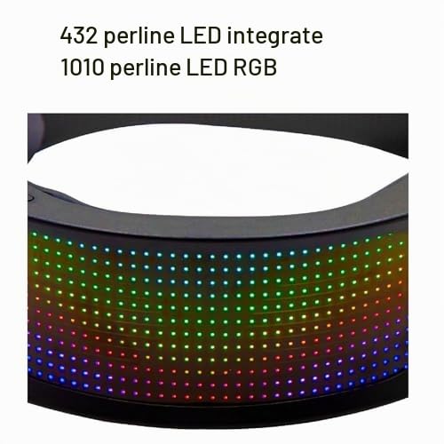 Jeffergarden Occhiali LED Occhiali Luminosi per Fluo Party Senza Cornice a Colori BT con 4 modalità 12x36 Controllo APP per Display Messaggi Lampeggianti Personalizzati Animazioni