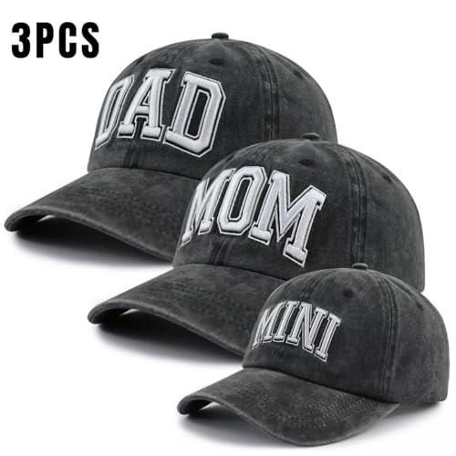 Image of Funny Dad Mom Mini Matching Family Hat, Adjustable Embroidered Parent-Child Baseball Cap