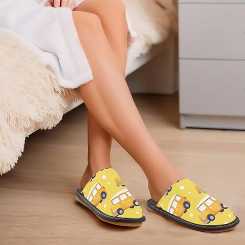 visesunny Women Men's Fuzzy Slippers Plush Warm Winter Yellow Car Polka Dots Cozy House Slippers Comfy Indoor Shoes3