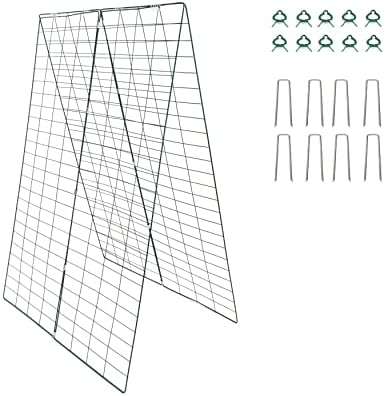 FazCo – Garden Cucumber Trellis - Outdoor Foldable Trellis Frame Climbing Plants Vegetables Flowers Plant Support Clips and Garden Staple Pins - Durable Galvanized Steel - Weather-Resistant CT-GR