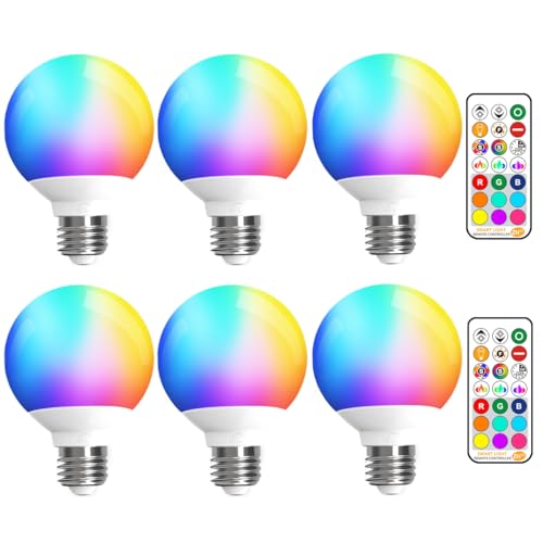 ILC G25 LED Globe Light Bulbs 6W, Remote Control Color