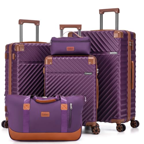Image of Cosbarn Luggage Sets 5 Pcs Suitcases with Wheels, 20 inch /24 inch /28 inch,DarkPurple