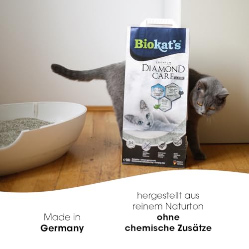 Biokat's Diamond Care Classic Katzenstreu ohne Duft - Feine Klumpstreu aus Bentonit mit Aktivkohle und Aloe Vera - 1 Sack (1 x 10 L)
