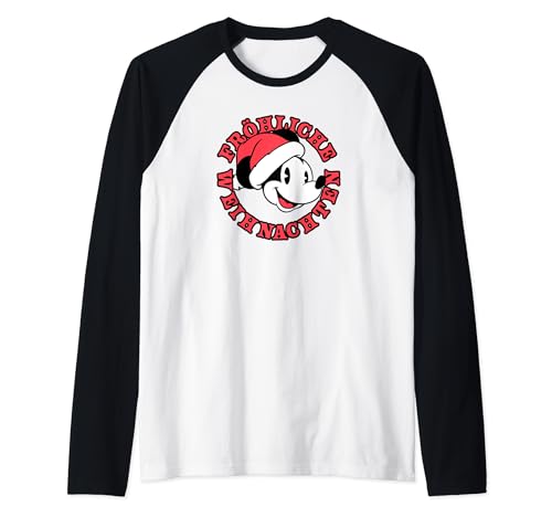 T-shirt de baseball Noël Disney Mickey haut de style raglan festif