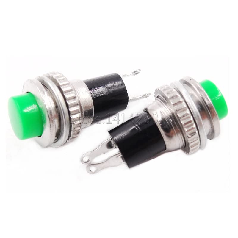 Petit bouton poussoir rond DS-316 vert 10mm pour sonnette et réinitialisation
