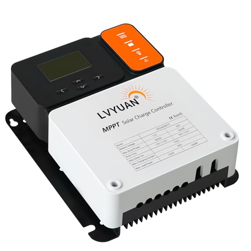 LVYUAN（リョクエン）60A MPPTソーラー充電コントローラー 最大入力1600w 最大電力点追従型(MPPT) 12V 24V 自動 最大PV 150V入力 ソーラー充放電 太陽光発電用 遠隔監視＆操作 高性能 99.9％の追跡効率と保護機能 多種類のバッテリーに対応MA2460N15 【日本語説明書付き】【Bluetoothモジュール内蔵】 - LVYUAN - 商品画像