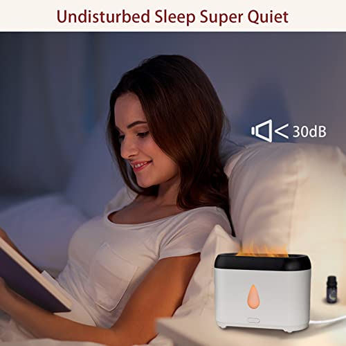 Flame Diffuser For Essential Oils,Ultrasonic Aroma Diffusers With Cool Mist, Aromatherapy Diffuser With Auto-Off Protection, Small Humidifier For Home,Office,Bedroom,Gift For Women White #TOP5