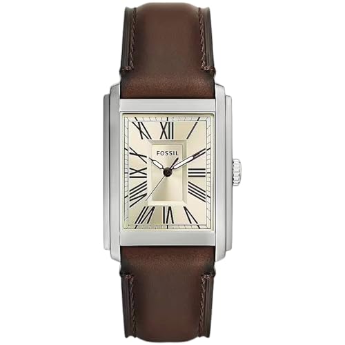 Fossil Carraway Uhr für Herren, Quarz-Dreizeigerwerk mit Leder- oder Edelstahlarmband