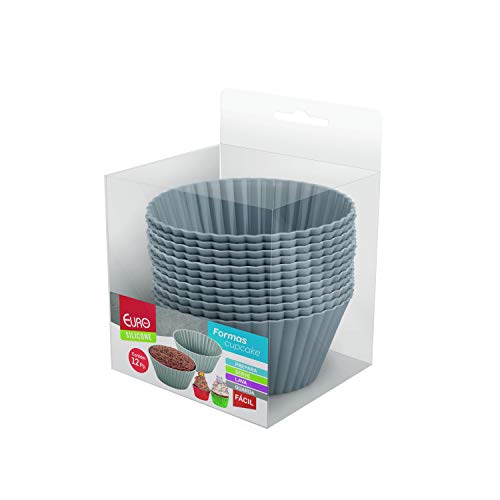 Conjunto de Formas para Mini Bolos de Silicone, 12 Peças, Cinza, Euro