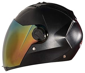 Steelbird SBA-2 ABS Dashing 7WINGS Full Face Helmet Fitted with Clear Visor and Extra Tinted Chrome Visor (580 mm, Black)