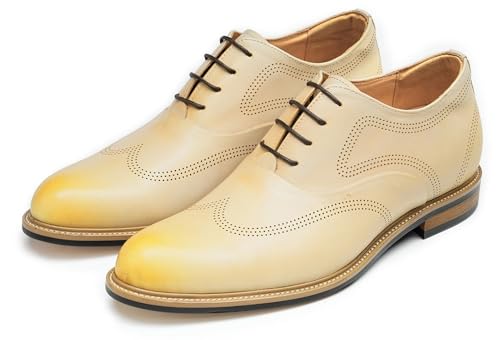 Santimon Men’s Genuine Leather Oxford Shoes - Lightweight Formal Dress Derby Shoes for Weddings, Business, Prom & Tuxedo - Modern Fashion & Comfortable Design