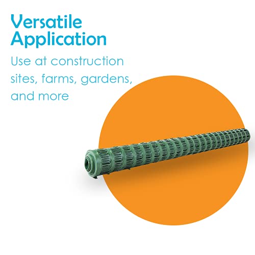Houseables Plastic Mesh Fence, Construction Barrier Netting, Green, 4'X100' Feet, 1 Roll, Garden Fencing, Fences Wrap, Above Ground, For Snow, Poultry, Chicken, Safety, Deer, Patio, Garden Netting #TOP7