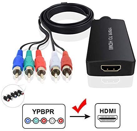 YPbPr to HDMI Converter Adapter, Component to HDMI, 5RCA RGB YPbPr to HDMI Converter Supports 1080P Video Audio Converter Adapter for DVD PSP Xbox 360 PS2 Nintendo to HDTV Monitor or Projector