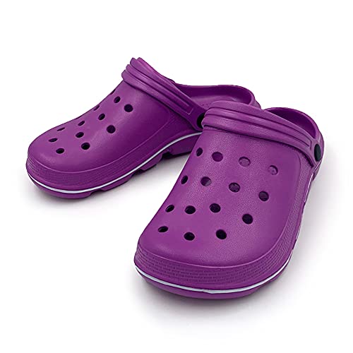 Acans Garden Clogs Men Women Slip On Shoes Gardening Shoes Ladies Outdoor Clogs Waterproof Breathable Beach Shower Lightweight Rubber Male Female Zuecos Purple Size 10 Women/8 Men #TOP5