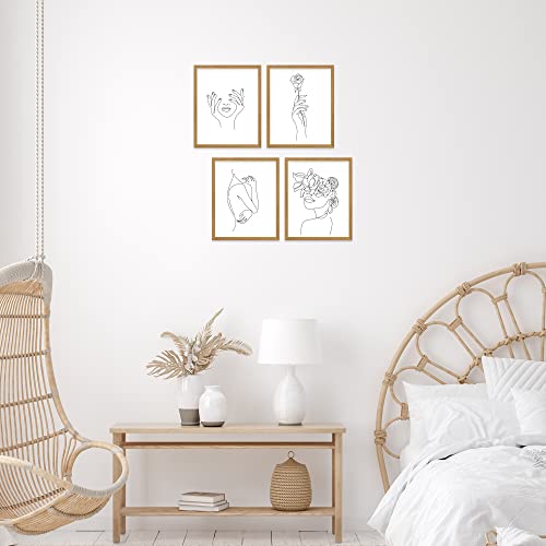 Insire Minimalist Wall Art, Bedroom Wall Art, Line Art Wall Decor, Feminine Wall Art, Silhouette Wall Art, Woman Silhouette Wall Art, Line Drawing Wall Art - Unframed Set Of 4 (8X10) #TOP1