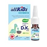 allKiDz Vegan Vitamin D3 and K2 (MK-7 K2VITAL) Drops for Toddlers Kids Children, Made in Canada, Liquid Supplement for Strong Bones & Immune Health & Calcium Absorption, Plant-based, No Preservatives, No sugar, Unflavoured, 5 Milliliter 180 Drops