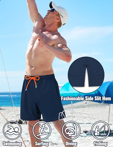 Mens Swim Trunks with Compression Liner Mens Bathing Suit 7 Inch Inseam Quick Drying Men's Board Shorts Men's Swimwear4