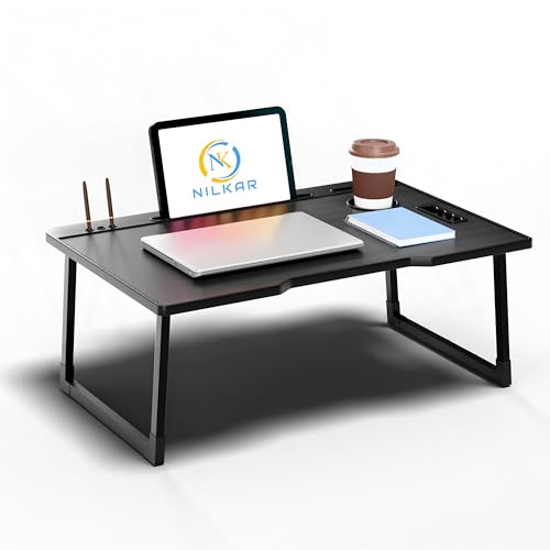 Image of Study Table Bed Table Premium Laptop Table /Foldable and Portable Wooden /Writing Desk for Office /Home /School (US Black)