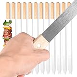 HONSHEN Flache Kabob-Spieße, 60 cm lang, 2,2 cm breit, robuster Edelstahl-Grillspieß mit Holzgriff...