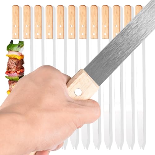 HONSHEN Flat Kabob Skewers 23.5 Inch Long,7/8 inch Wide Heavy Duty...