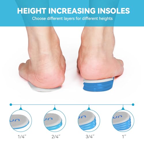 Heel Lift Inserts for Women Shoes - Sumifun 4 Layers Adjustable Orthopedic Shoe Lifts for Uneven Legs - Gel Heel Inserts for Leg Length Discrepancy (Size S,Blue) - Thumbnail 2