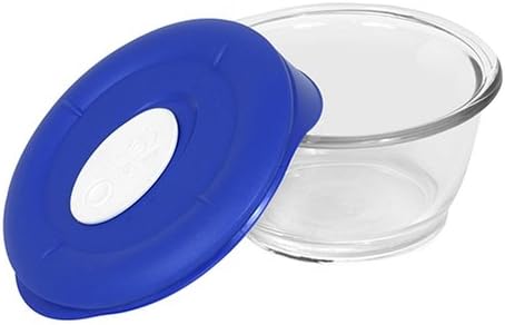 Amazon.com: Pyrex Storage Deluxe 1-2/3-Cup Round Dish, Clear with Blue ...