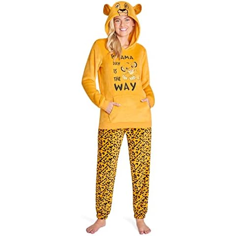 Disney Women's Fluffy Fleece Pyjamas with Hood Cover