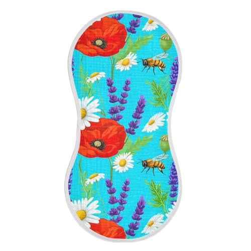 Honeybee Poppies Daisies Lavender Burp Cloths for Babies Burp Rag Cotton Spit Up Rag for Babies Newborn2