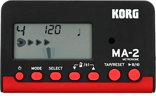 KORG MA-2 - Metrónomo digital de bolsillo con pantalla LCD, negro y rojo
