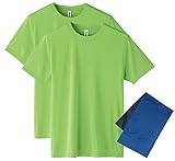 (グリマー)glimmer 無地 半袖 3.5oz スマートシルエット ドライTシャツ(クルーネック) 00350-AIT 2枚セット COOL（クール）タオル（カラー選択不可）付き ライム LL