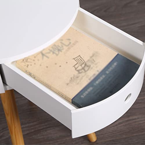 Petite table basse ronde blanche 38 cm et meuble d'appoint - 5