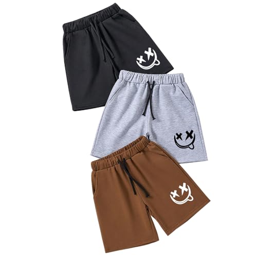 3 Pack Toddler Boy Shorts Pants Set-Cartoon Printed Slant Pocket Athletic Shorts-Kid Shorts with Drawstring(3-7 T)
