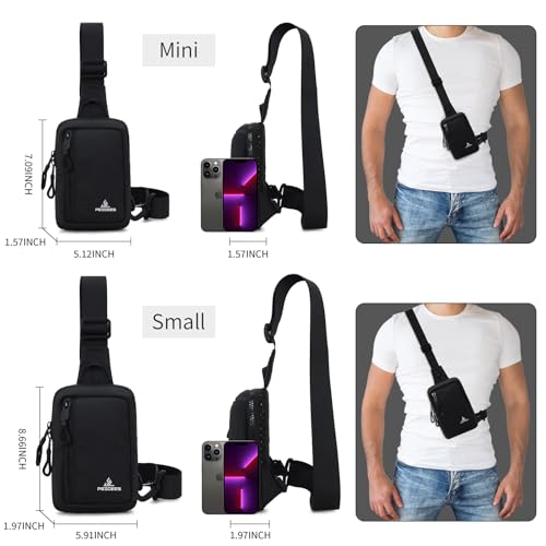 Peicees Small Crossbody Bag for Men Women Mini Sling Bag Travel Running Phone Daypack Cross Body Shoulder Bags, 2 Sizes, Small Black2