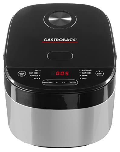 Design Multicook Pro #42527 - Arrocera y olla multifunción 8 en 1 con programas preestablecidos, 5 litros, sistema de calefacción 3D y función de mantenimiento del calor, color negro y metal