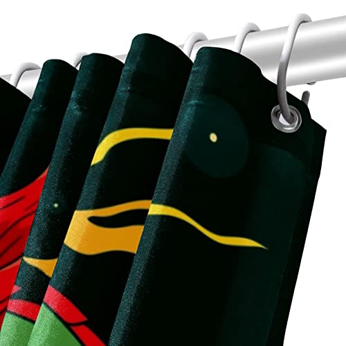 Rideau de douche dragon chinois vert 152x182 cm textile traditionnel