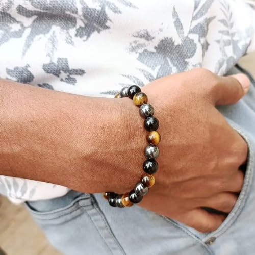 Image of Stone Bracelet for Men & Women | Natural Crystal for Wealth | Protection | Confidence & Success | Adjustable Healing Bracelet for Meditation | Reiki & Spiritual Energy