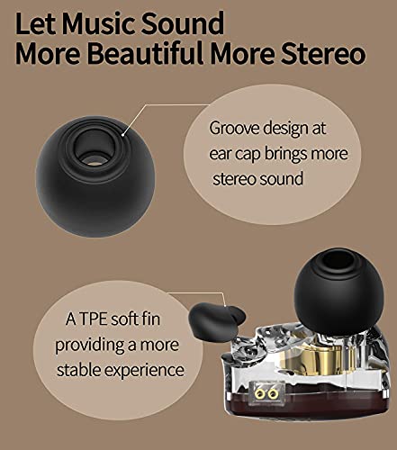 Image of CCZ Coffee Bean in Ear Monitor, Professional Sound Isolating Earphones HiFi Earbuds, Headphones with Patented Ear Tips Headset, Secure in Ear Fit Clear (No Mic, Black)