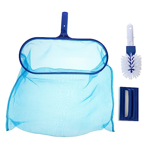 DECOMELODY Deep Water Surface Pool Leaf Skimmer Net Fine Mesh Brush Set for Clean