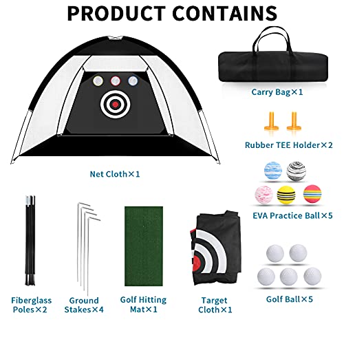 Horyliin Golf Practice Net, 10X7Ft Green Golf Hitting Training Aids Nets With Target And Carry Bag For Backyard Driving Chipping #TOP1