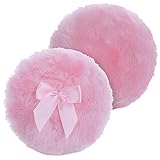 WLLHYF 2 PCS Large Fluffy Powder Puff, 4 Inch Soft Velour Body Powder Puff Round Body Cosmetic Powder Loose Puff Washable Face Powder Puff Wet Dry Makeup Tool