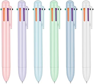 AKlamater 6 Pack 6-in-1 Retractable Ballpoint Pens, Multicolour Pens Ballpoint Pen with 0.5mm for School Office Supplies Students Children