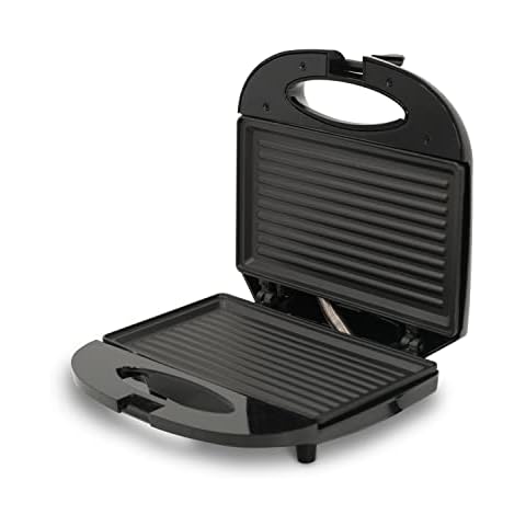 Nyra Multifunctional Grill Maker Non Stick Sandwich Maker Toaster, Panini Press With Aluminium Double Sided Heat Plates, 750W With Locking Latch, LED Indicator & Cool Touch Handle - Black Cover