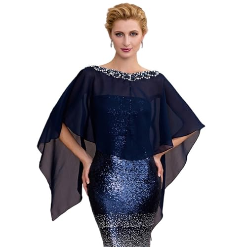 Boléro en mousseline de soie pour femme veste de soirée à paillettes chic