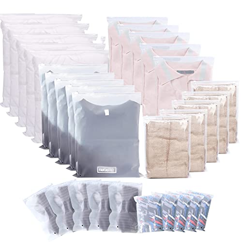 30 piezas de bolsa resellable esmerilada de plástico con cierre de cremallera, bolsas de ropa de viaje, ahorro de espacio, almacenamiento impermeable, bolsa organizadora de equipaje para ropa, ropa Cover