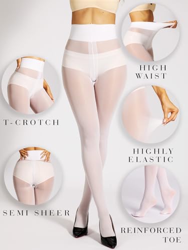 Image of HOTBOSS Unbelievable Durability Tights, Rip Resistant Pantyhose, 40D Semi Sheer High Waist T-Crotch Strong Tights for Women