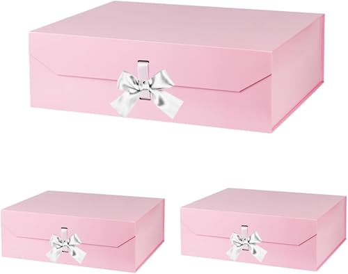 Miniatura 55 de Caja de regalo negra grande, 12 x 8 x 4.5 pulgadas, caja de regalo negra grande con tapa de cierre magnético, caja de propuesta de dama de honor,