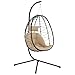 Outsunny Silla Colgante Huevo con Soporte Columpio Jardín Exterior con Cesta Plegable Cojín y Reposacabezas Columpio Colgante para Interior y Exterior Carga 120 kg Caqui
