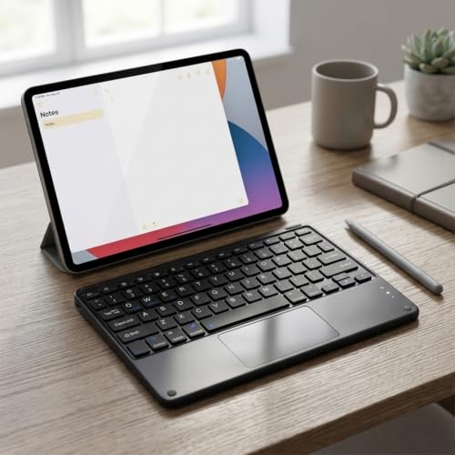 Teclado Sem Fio Bluetooth com Touchpad Recarregável