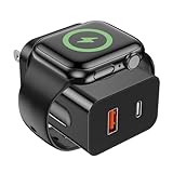 HONOT for Apple Watch Charger,20W PD 3-in-1 Fast Charger with Magnetic Wireless Charging and Dual Ports, Portable USB C Wall Charging Block Compatible with iPhone, Apple Watch Series (Black)