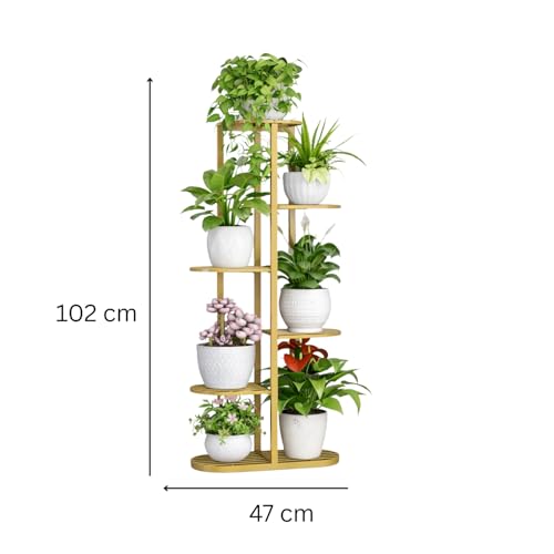 Image of Giore Trendy Ultra Luxury Metal 6 Tier 7 Potted Plant Stand , Flower Pot for Living Room, home decor, Indoor & Outdoor plants(Gold, Corner Shelf) - Free Standing,